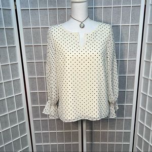 Talbots cream and black polka dot blouse SP